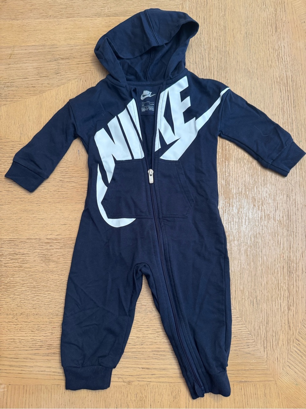 Nike Navy Baby One-Piece Hoodie Romper